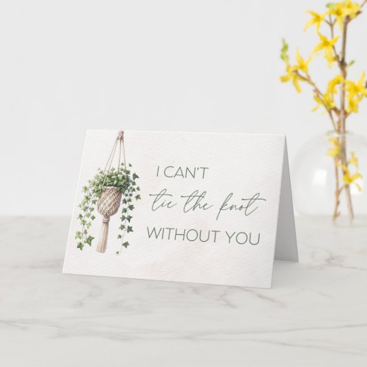 "Stropdas de Knoop" Greenery Bruidsmeisje Voorstel Kaart (Gele Bloem)