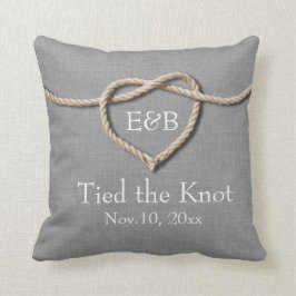 Stropdas de knoop grijs jute bruiloft kussen