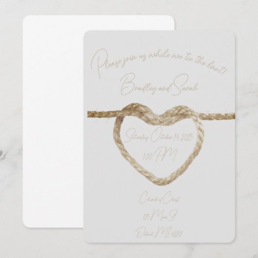 Stropdas de knoop- huwelijksuitnodiging kaart (Voorkant / Achterkant)