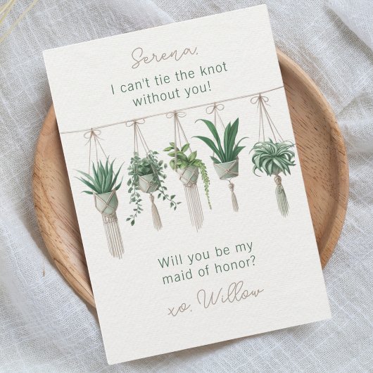 Stropdas de Knot Boho Chic Maid of Honor Voorstel  Kaart