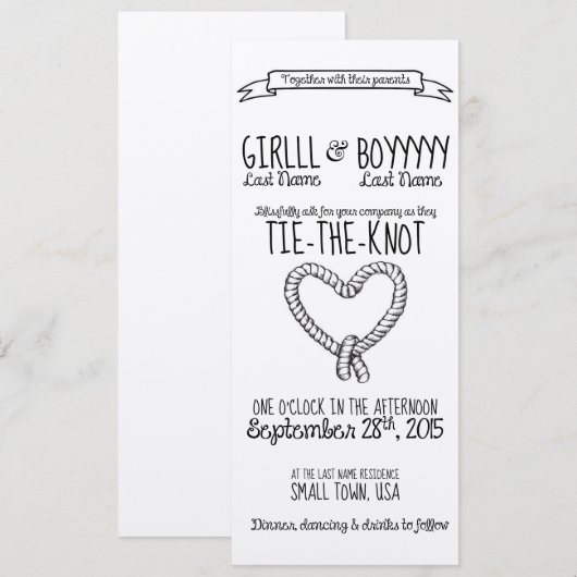 Stropdas-de-Knot Wedding Uitnodiging (Voorkant / Achterkant)