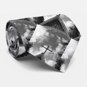 Stropdas, de Oude Landenkerk. Zwart en wit Stropdas (Opgerold)