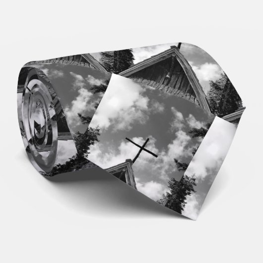 Stropdas, de Oude Landenkerk. Zwart en wit Stropdas (Opgerold)