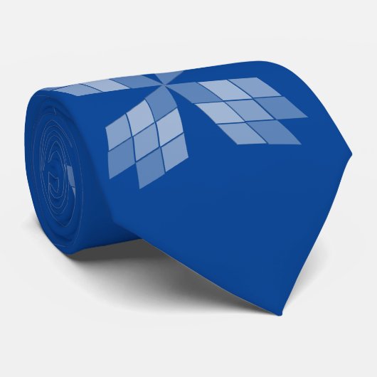 Stropdas - Diamantbloemblaadjes op blauw (Opgerold)