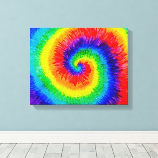 Stropdas Die Rainbow in Alcohol Ink Canvas Afdruk (Insitu (Houten vloer))