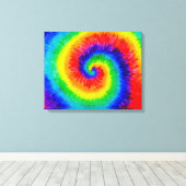 Stropdas Die Rainbow in Alcohol Ink Canvas Afdruk (Insitu (Houten vloer))