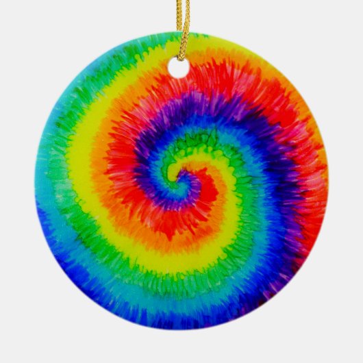 Stropdas Die Rainbow in Alcohol Ink Keramisch Ornament (Voorkant)