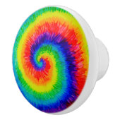 Stropdas Die Rainbow in Alcohol Ink Keramische Knop (Rechts)