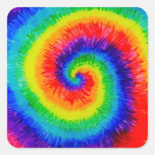 Stropdas Die Rainbow in Alcohol Ink Vierkante Sticker