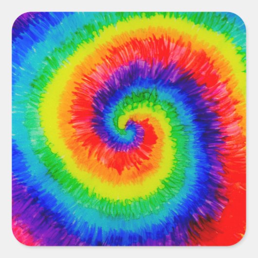 Stropdas Die Rainbow in Alcohol Ink Vierkante Sticker (Voorkant)