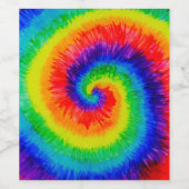 Stropdas Die Rainbow in Alcohol Ink Wijn Etiket (Enkel label)