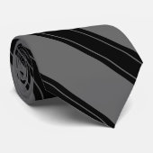 Stropdas / driestuksstreep zwart op grijs patroon (Opgerold)