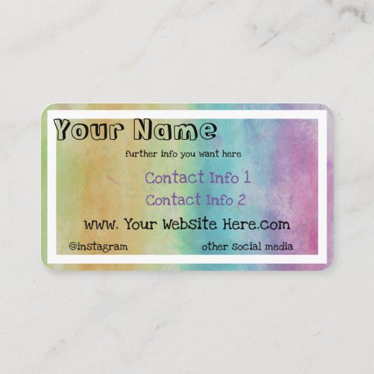 Stropdas-Dye Art en Bohemen Appreal Visitekaartje (Achterkant)