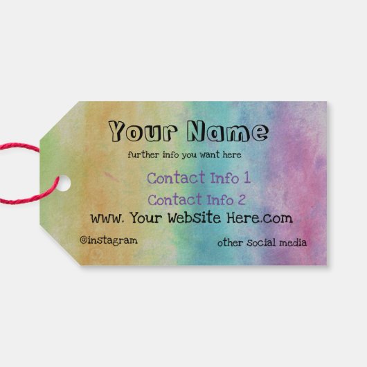 Stropdas-Dye Art en Bohemen Appreal Visitekaartje Cadeaulabel (Achterkant Horizontaal)
