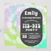 Stropdas-Dye Birthday Party Girl Rainbow Sleepover Kaart (Voorkant / Achterkant)