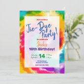 Stropdas-Dye Colorful Fun Birthday Invitation Kaart (Staand voorkant)