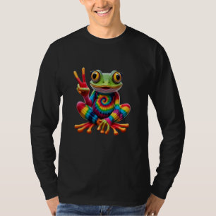Stropdas-Dye Cool Frog Peace Sign Hippie T-shirt