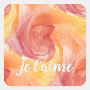Stropdas-Dye Flame Red Oranje Painterly Love Water Vierkante Sticker