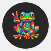 Stropdas-dye Frog Peace Sign Hippie Ronde Sticker (Voorkant)