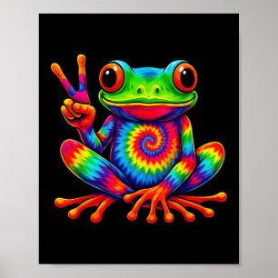 Stropdas-dye Frog Peace Sign Hippie Voor Mannen Vr Poster
