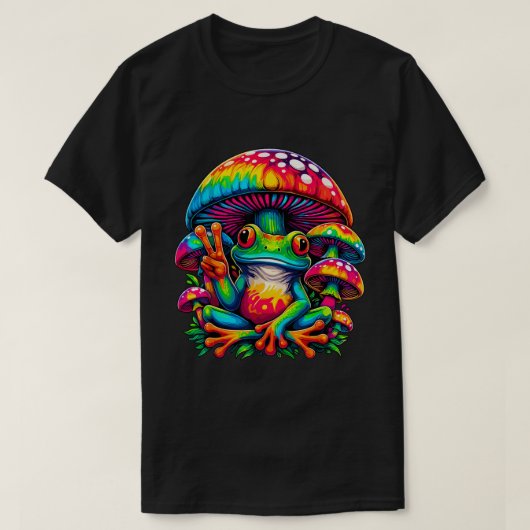 Stropdas-Dye Frog Peace Sign Paddenstoel Hippie T-shirt (Design voorkant)