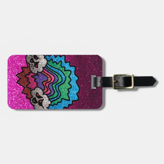 Stropdas-Dye Glitter Rainbow Cloud Cartoon Kinder  Bagagelabel (Voorkant horizontaal)