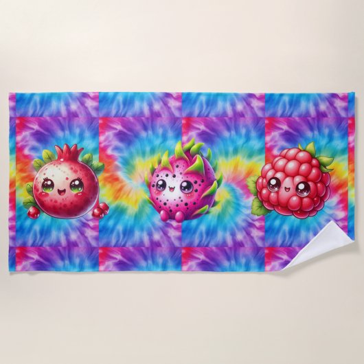 Stropdas-Dye Happy Dragon Fruit Strandlaken (Voorkant)