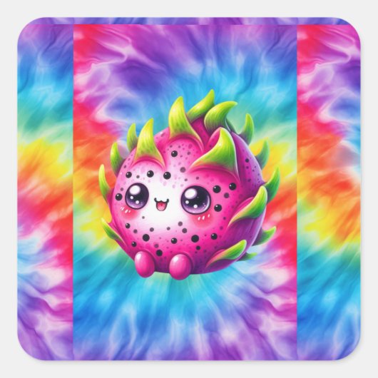 Stropdas-Dye Happy Dragon Fruit Vierkante Sticker (Voorkant)