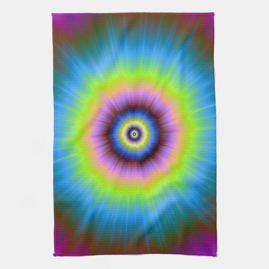 Stropdas-Dye in Blue Pink Yellow Kitchen Towel Theedoek (Verticaal)