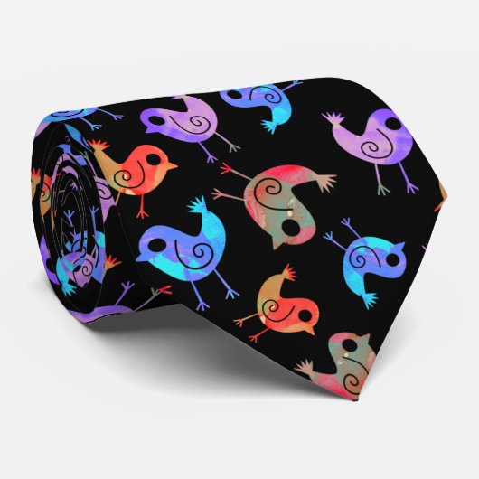 Stropdas-Dye Multicolor Birds Stropdas (Opgerold)