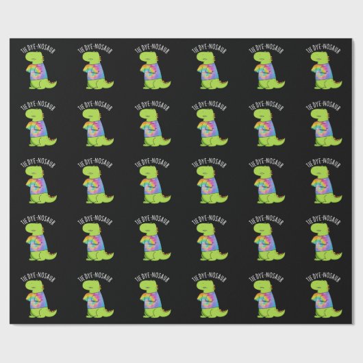 Stropdas-dye-nosaur Funny Dinosaur Pun Dark BG Cadeaupapier (Vlak)