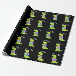Stropdas-dye-nosaur Funny Dinosaur Pun Dark BG Cadeaupapier