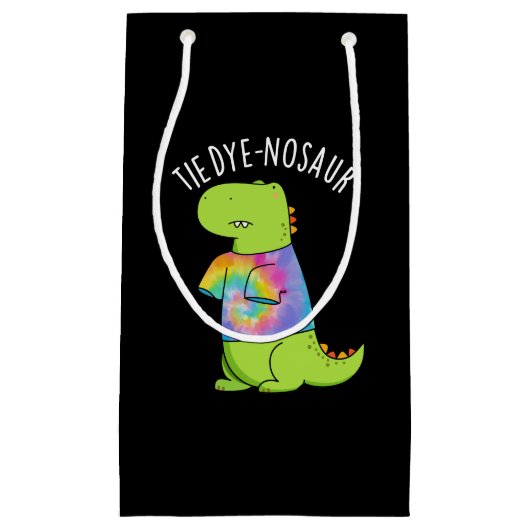 Stropdas-dye-nosaur Funny Dinosaur Pun Dark BG Klein Cadeauzakje (Voorkant)