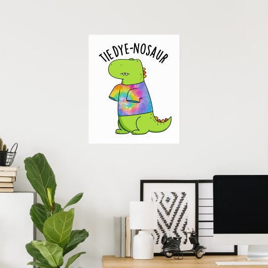 Stropdas-dye-nosaur Funny Dinosaur Pun Poster (Thuiskantoor)