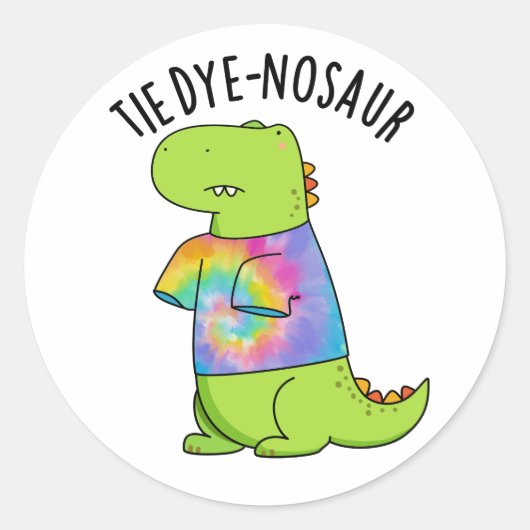 Stropdas-dye-nosaur Funny Dinosaur Pun Ronde Sticker (Voorkant)