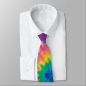 Stropdas-Dye Paars Blauw Geel Kleurig Patroon Stropdas (Gebonden)