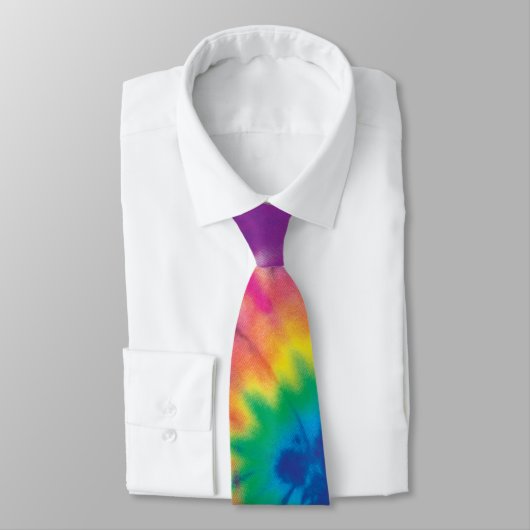 Stropdas-Dye Paars Blauw Geel Kleurig Patroon Stropdas (Gebonden)