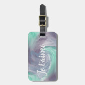 Stropdas-Dye Paarse Green Painterly Waterverf in L Bagagelabel (Voorkant verticaal)