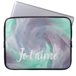 Stropdas-Dye Paarse Green Painterly Waterverf in L Laptop Sleeve