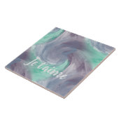 Stropdas-Dye Paarse Green Painterly Waterverf in L Tegeltje (Zijkant)