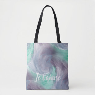 Stropdas-Dye Paarse Green Painterly Waterverf in L Tote Bag