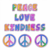 Stropdas-Dye Peace and Love Retro Sticker Blad (Voorkant)