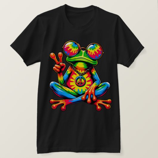 Stropdas-Dye Peace Frog Vredesteken Hippie T-shirt (Design voorkant)