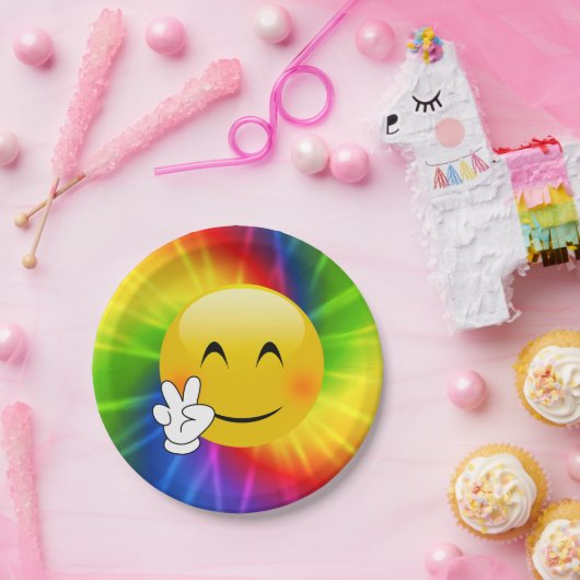 Stropdas-Dye Peace Sign Emoji Papieren Bordje (Feest)