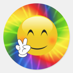 Stropdas-Dye Peace Sign Emoji Ronde Sticker