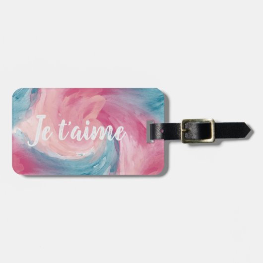 Stropdas-Dye Pink en Blue Painterly Waterverf in L Bagagelabel (Voorkant horizontaal)