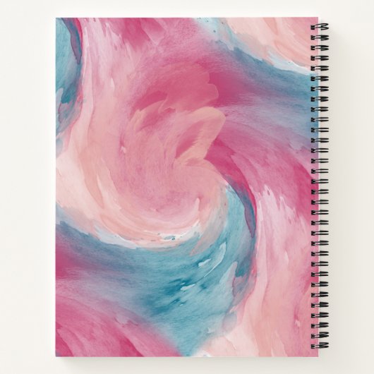 Stropdas-Dye Pink en Blue Painterly Waterverf in L Notitieboek (Achterkant)