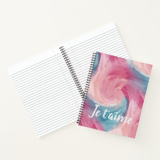 Stropdas-Dye Pink en Blue Painterly Waterverf in L Notitieboek (Binnen)