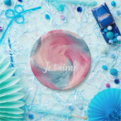 Stropdas-Dye Pink en Blue Painterly Waterverf in L Papieren Bordje (Feest)