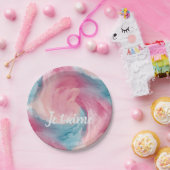 Stropdas-Dye Pink en Blue Painterly Waterverf in L Papieren Bordje (Feest)